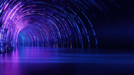 Wall Mural - abstract digital tunnel with glowing binary code, showcasing futuristic technology and depth