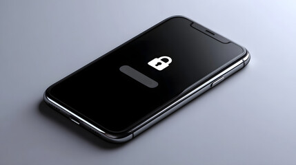 Wall Mural - sleek black smartphone with fingerprint security unlock.