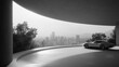 © Oleksii - Futuristic car in minimalist concrete structure overlooking modern cityscape