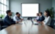 © fu - Office blur meeting room blurred background of blurry boardroom presentation with work desk for business discussion, corporate conference, enterprise seminar.Suitable for corporate and business themes