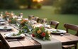 © bai - Rustic farm-to-table dinner party setup. High quality