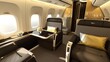 © ting - Luxurious First Class Travel Experience Backgrounds: Elegant Designs Showcasing Spacious Seats, Premium Amenity Kits, Fine Dining Platters, and Soft Ambient Lighting, Blended with Neutral Tones and So