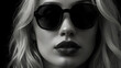 © Shahrooz - Dark sunglasses black and white portrait luxury fashion editorial