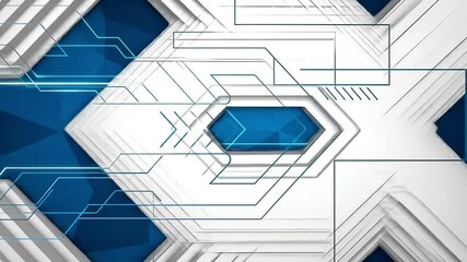 Digital technology abstract background with geometric shapes and lines.