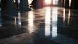 © Thares2020 - Tiled floor reflecting indoor lighting in an architectural interior