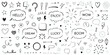© Anik - Collection of Hand Drawn Doodle Elements and Speech Bubbles with Words sketch drawing