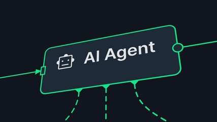 Animated AI Agent Flowchart Text With Connecting Lines in Close-Up Concept Footage
