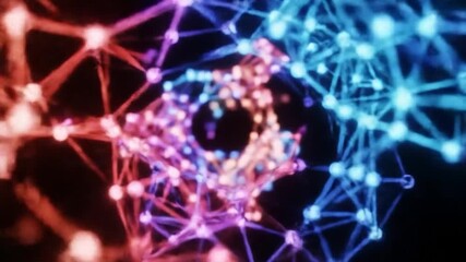 Glowing network connecting points in dark space