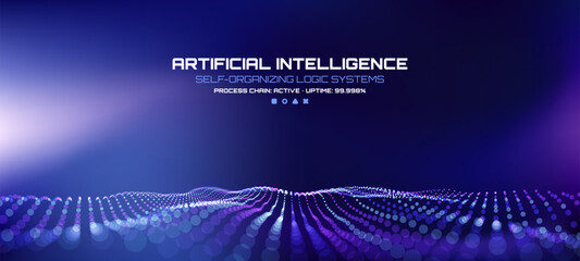 Artificial intelligence concept with self-organizing logic systems. Digital data visualization background vector design for technology presentation.