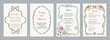 © anya - Set of spring whimsical hand-drawn pink blue orange green color frames with flowers and bows in trendy, vintage styles. Perfect for quirky holiday, wedding, birthday gift decorations