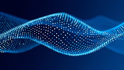 Abstract blue digital data wave surface with dot and line for futuristic technology background