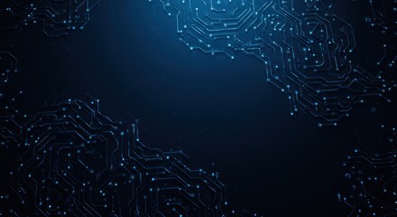 Abstract dark blue background with connected dots network or technology concept.