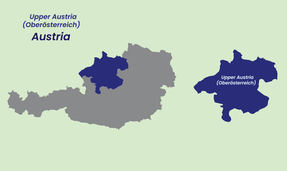 Naklejka na meble Map of Austria, Map of Austria states, Burgenland, Carinthia, Lower Austria, Upper Austria, Salzburg, Styria, Tyrol (Tirol), Vorarlberg, Vienna.
