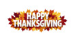 © Abu - Happy thanksgiving text surrounded by autumn leaves isolated on transparent background