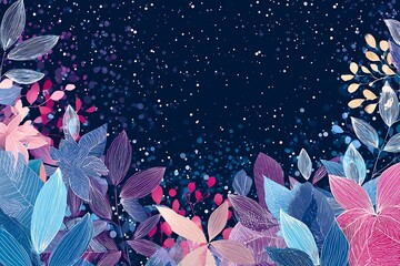 Wall Mural - Intricate floral design with vibrant colors and delicate lines.
