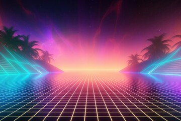 Wall Mural - retrowave nature backgrounds abstract light.