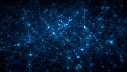 Abstract blue network background with glowing dots and lines, creating a dynamic and futuristic connection for digital communication and technology