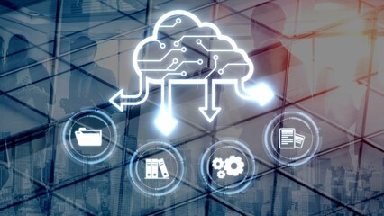 Wall Mural - cloud computing, cloud strategy, and cloud technology transforming digital infrastructure with scala
