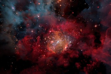 Wall Mural - Colorful celestial nebula with numerous stars.