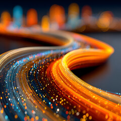 Abstract neon light streams, binary code flows throuh cyberspace. Fast digitalfuture network connection,communication information ecurity, privacy programmig, coding computer science