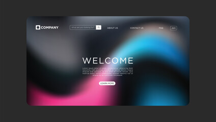 Modern website landing page design with vibrant gradient background and clean typography