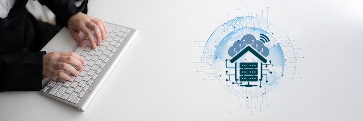 Wall Mural - cloud computing, cloud strategy, and cloud technology transforming digital infrastructure with scala