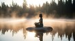 © Wool World - Serene Meditation Finding Inner Peace in the Calm Morning Mist by the Lake
