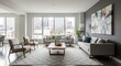 © Fredy - Serene urban living: a meticulously designed living room with expansive cityscape view