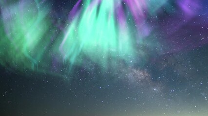 Wall Mural - Milky Way Time Lapse and Aurora Nocturnal Beauty