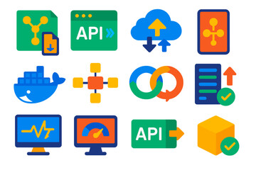 Collection of icons for various software and applications, including a whale