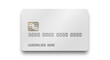 © Creative Pixels 2.0 - Blank white silver credit card with chip and placeholder numbers, clean unbranded design showing cardholder name layout, generic payment card template for banking, finance, shopping and transaction.