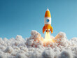 © Théo - 3D illustration of rocket startup