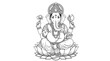 © Andi - Detailed monochrome illustration of Lord Ganesha, the elephant-headed Hindu deity revered for wisdom and prosperity. Hand-drawn line art suitable for cultural, spiritual, tattoo, and decorative projec