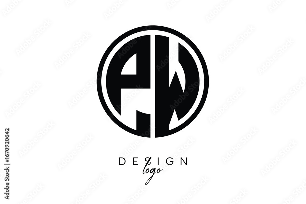PW Circular Monogram Logo Modern Black & White Emblem for Luxury ...