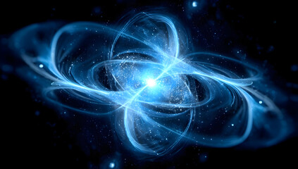Wall Mural - a captivating visualization of cosmic energy with swirling blue hues, representing the mysterious fo