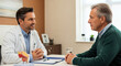 © Bricio - Doctor consulting with a patient at a desk with a bladder model and clipboard in an office setting