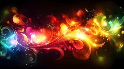 Wall Mural - colorful abstract design with glowing shapes.