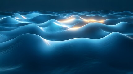 Wall Mural - abstract design of undulating forms in a deep blue color.