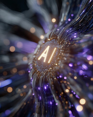 Canvas Print - ai chip in action: witness a captivatingly intricate microchip, with the letters ai glowing at its c