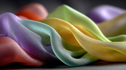 Colorful soft fabric folds and drapes creating a smooth flowing abstract pattern.