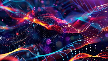 Wall Mural - Vibrant digital art with swirling patterns and cosmic elements