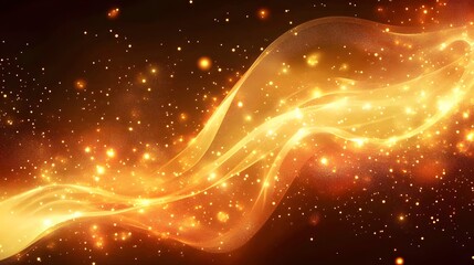 Wall Mural - golden, glowing, flowing lines against a dark background.