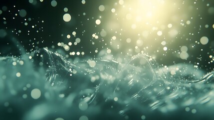 Wall Mural - abstract teal water waves with bokeh.