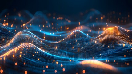 Wall Mural - abstract digital wave pattern of glowing particles.