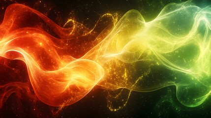 Wall Mural - Dynamic abstract design with flowing colors and particles.