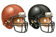 © DI - Illustrated Football Helmets Brown and Black with Isolated, and Sports Equipment.