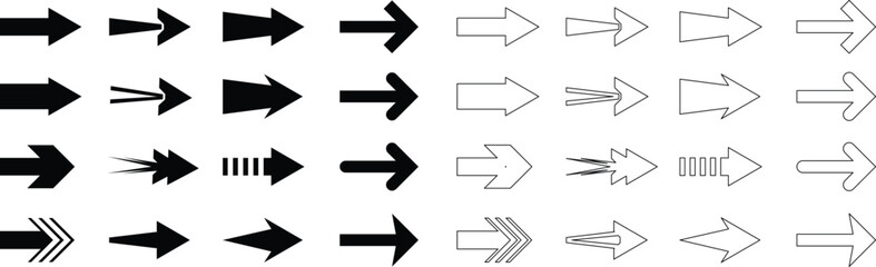 Collection of diverse arrow shapes and styles
