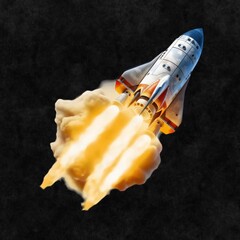 Wall Mural - Space shuttle launching with flames