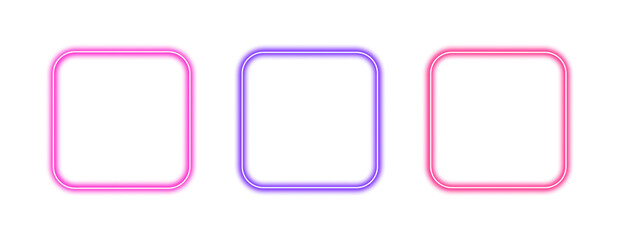Wall Mural - collection of glowing neon square frame elements