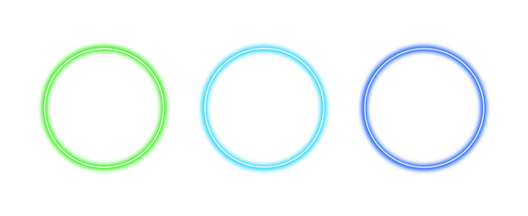 Wall Mural - a collection of colorful glowing neon circle frames